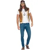 Smiffys 60's hippie vestje (Bruin, S/M)