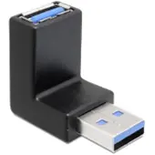 DeLOCK USB-A (m) - USB-A (v) haakse adapter - haaks naar beneden - USB3.0 / zwart