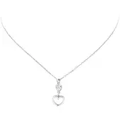 Lilly ketting opengewerkt hart en hart met zirkonia - zilver - transparant - gerodineerd - anker - 38+2cm