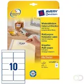 Avery Zweckform Etiket Avery L4744REV-25 96x50.8mm afneembaar wit 250 stuks