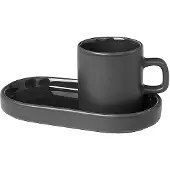 Blomus Espressokopje & Schotel Pilar Agave Green (2-delig)