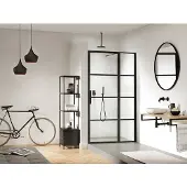 Sealskin Soho 2-delige deur rechter versie 120x210cm zwart-helder glas