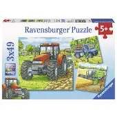 Ravensburger RV Puzzel: Grote landbouwmachines, 3 sets van elk 49 stukjes, vanaf 5 jaar