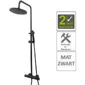 Boss & Wessing Bws regendouche opbouwset thermostatisch 25 cm mat zwart