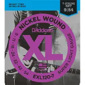 D'addario And Co EXL120-7 NICKEL WOUND 7-STRING ELECTRIC GUITAR STRINGS SUPER LIGHT 9-54