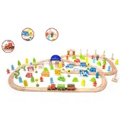 Classic World Set Spoorbaan Houten Trein + Figuren 110 st.