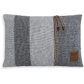 Knit Factory Roxx Kussen - Licht Grijs/Antraciet - 60x40 cm
