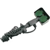 Q-Link stekkerdoos - 2-voudig - op spie - randaarde - spatwaterdicht (IP44) - 3 x 1.5 mm² - 3 m - rubber - zwart
