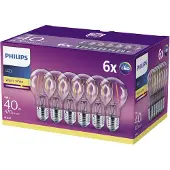 Philips Ledfilamentlamp Peertje - D6cm - Warm Wit - E27 - 4w - 6 Stuks