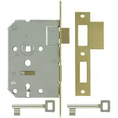 Nemef 1266 Deurslot | DM50mm | S55mm | krukgat 8mm | voorplaat messing 20x174mm afgerond | messing dag- en nachtschoot | 2 sleutels | DR 1+3/2+4 - 9126605531