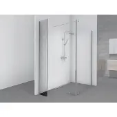Xellanz Eco zijwand met muurprofiel 400 x 2000 x 8 mm nano helder glas/chroom
