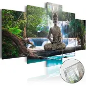 Karo-art Afbeelding op acrylglas - Boeddha en de waterval