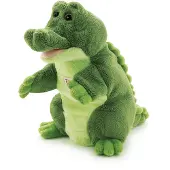 Trudi - Puppets Handpop Krokodil 22 cm - Handgemaakt in Italie - Zacht pluche - Knuffeldier voor jongens en meisjes - Groen - 16x22x20 cm maat S