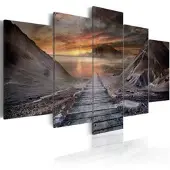 Karo-art Canvas Schilderij - Verlaten land, 5luik, 2 maten