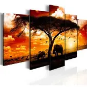 Karo-art Schilderij - Zwerm vogels over de savanne, Afrika