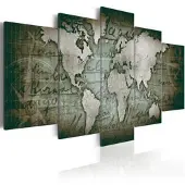 Karo-art Karo-artSchilderij - Emerald Map - Wereldkaart