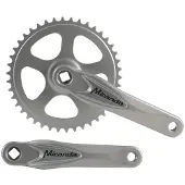 Miranda crankstel alfa 1 42t, cranklengte 170mm. zilver, aluminium, spieloos. kettingblad 3/32
