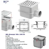 Van den berg ABS vloerput met rvs rooster 10x10 z-uitlaat 50mm