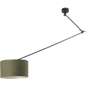 QAZQA Hanglamp zwart met kap 35 cm groen verstelbaar - Blitz