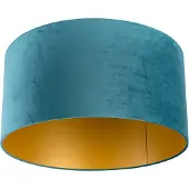 QAZQA Fluwelen lampenkap blauw 50/50/25 met gouden binnenkant