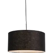 QAZQA Moderne hanglamp zwart met zwarte kap 50 cm - Combi 1