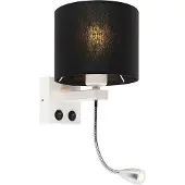 QAZQA Moderne wandlamp wit met zwarte kap - Brescia