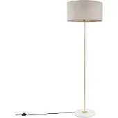 QAZQA Vloerlamp messing met grijze kap 50 cm - Kaso