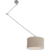 QAZQA Hanglamp staal met kap 35 cm taupe verstelbaar - Blitz I