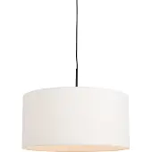 QAZQA Moderne hanglamp zwart met witte kap 50 cm - Combi 1