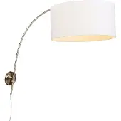 QAZQA Moderne wandbooglamp staal met witte kap 50 cm verstelbaar - Bow