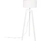 QAZQA Vloerlamp tripod wit hout met witte kap 50 cm - Puros