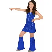 Vegaoo Donkerblauw lovertjes disco kostuum voor meisjes