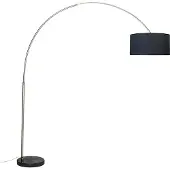 QAZQA Booglamp staal stoffen kap zwart 50 cm - XXL