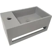Mueller Solid Surface mat grijze fontein met handdoekhouder links