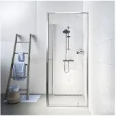 Sealskin - Douchedeur + Zijwand Contour 90 X 200cm - Geborsteld Staal Profiel - 6 Mm Helder Glas