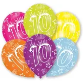 Amscan ballonnen 10 jaar 27,5 cm 6 stuks