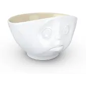 Coolstuff serie porselein kom met gezichtje in wit met beige binnenkant 500 ML mokkende expressie - sulking
