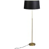 QAZQA Vloerlamp goud/messing met kap zwart 45 cm verstelbaar - Parte