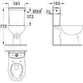 GROHE Bau Duoblokreservoir met zijaansluiting 34,3x15,3x37,7 cm Keramiek Wit