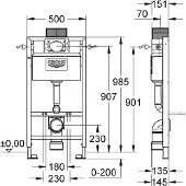 GROHE Rapid SL wc element laag 1 meter