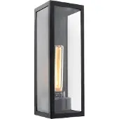 QAZQA Moderne rechthoekige buitenwandlamp zwart met glas - Rotterdam Long