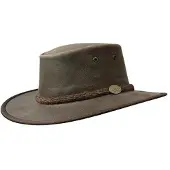 Barmah Hats Leren hoed Foldaway Oiled-rundleer Bruin L, unisex