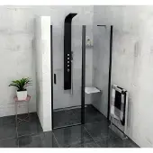 Polysan Zoom Black Douchedeur 140cm, helder glas