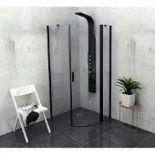 Hak Zoom Black Kwartronde douchecabine 90x90cm, helder glas, rechts