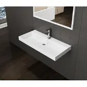 Lambini Designs Vicenza wastafel solid surface 100cm met kraangat wit mat