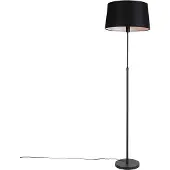 QAZQA Vloerlamp zwart met zwarte linnen kap 45cm verstelbaar - Parte