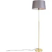 QAZQA Vloerlamp goud/messing met linnen kap grijs 45 cm - Parte