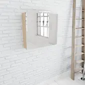 Zaro Beam licht eiken spiegelkast 80x70x16cm 2 deuren