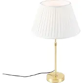 QAZQA Tafellamp goud/messing met plisse kap crème 35 cm - Parte