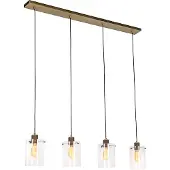 QAZQA Scandinavische hanglamp brons met glas 4-lichts - Dome